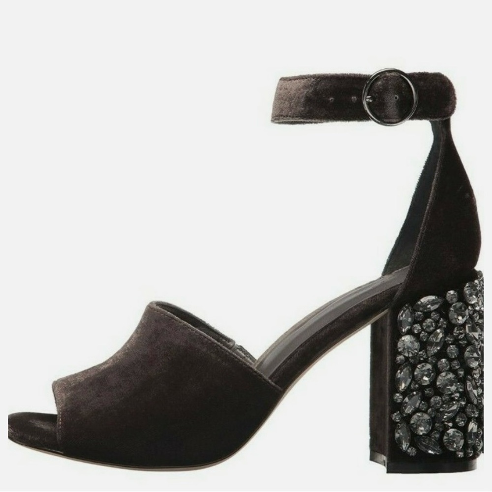 Women's Joie Lafayette Heeled Sandal | Gray Velvet with Rhinestones